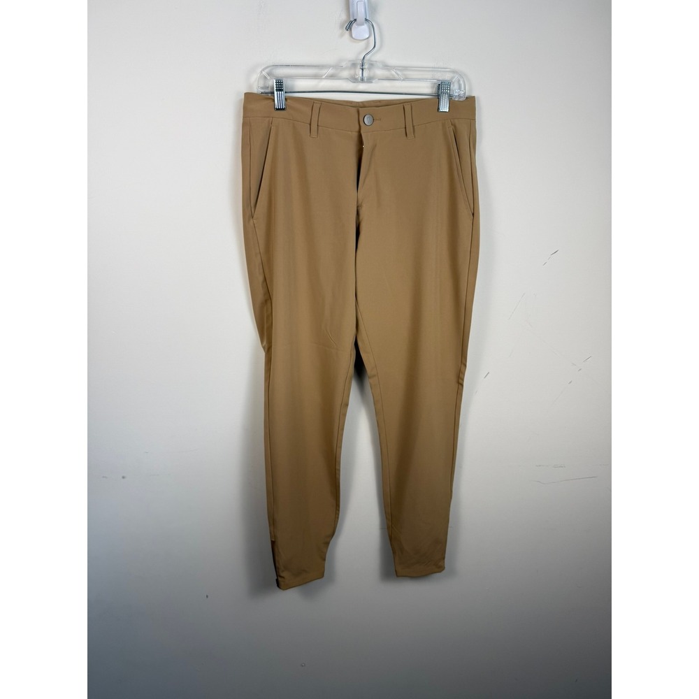 Primo Golf Jogger Pants Mens 31 Regular Khaki Tan Tapered Ankle Zip Stretch